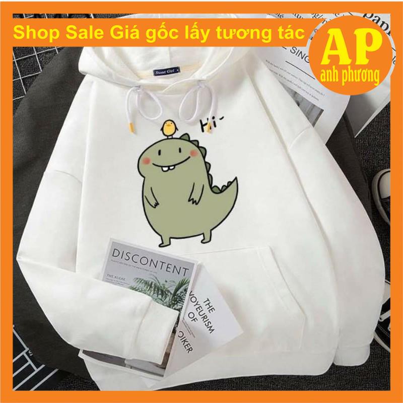 áo HOODIE khủng long đội gà Hi form thụng unisex giá rẻ❤️chất nỉ bông❤️form thụng unisex | BigBuy360 - bigbuy360.vn