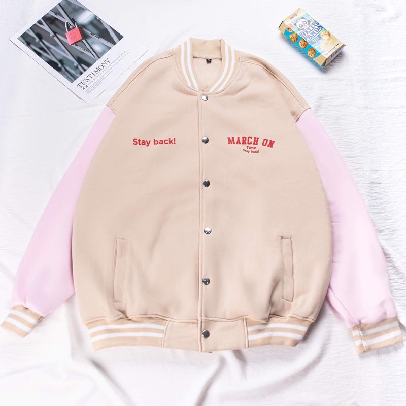 Áo khoác bomber unisex Homies nút gài in chữ MARCH | BigBuy360 - bigbuy360.vn