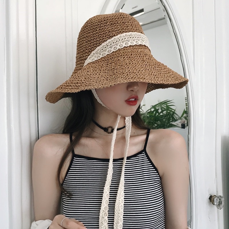 Mũ cói ( nón cói) móc handmade dịu dàng nữ tính nhiều kiểu dáng
