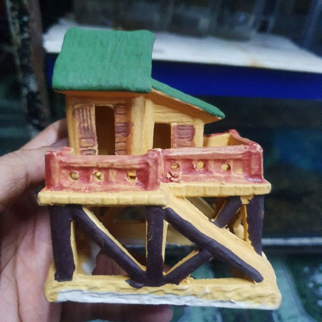 NHÀ SÀN TRANG TRÍ HỒ CÁ NON BỘ 8x9x7cm