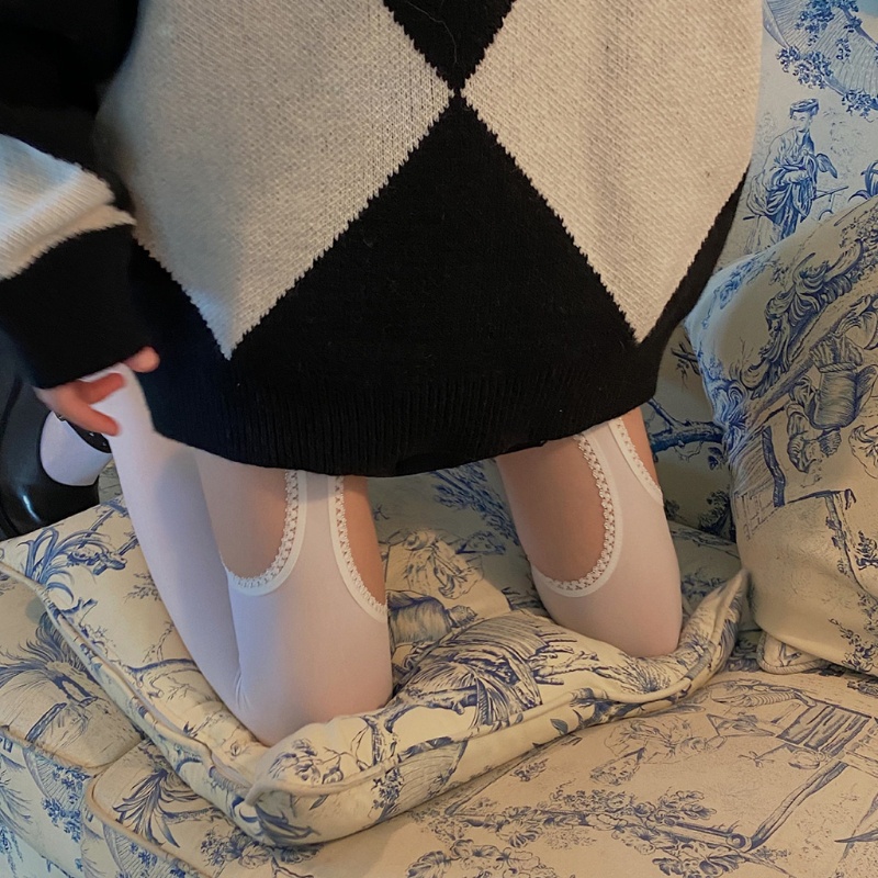 Run Quần Tất Giả Nịt Bít Tất Ren Khoét Lỗ Bên Hông Gợi Cảm Phong Cách Harajuku Lolita Gothic Cho Nữ