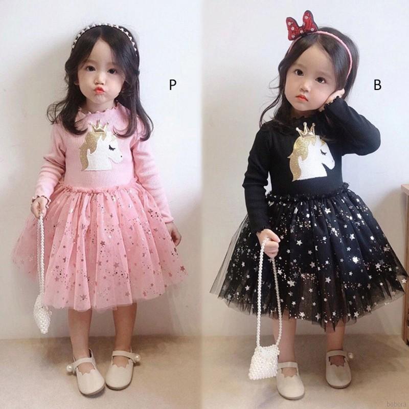 Đầm Công Chúa Tay Dài Bằng Vải Cotton Cho Bé Gái 1-6 Tuổi