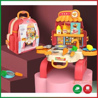 Đồ chơi nấu ăn 3in1, bộ 21 món cho bé tập làm đầu bếp, kiểu vali thuận tiện cho bé mang đi chơi dễ dàng