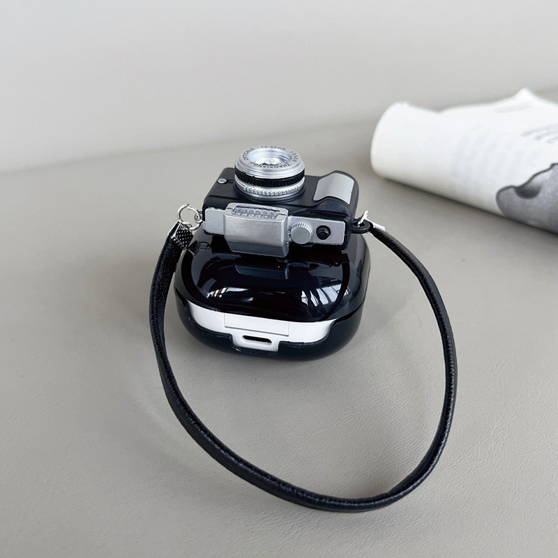 Vỏ Bảo Vệ Hộp Sạc Tai Nghe Samsung Galaxy Buds Live / Buds 2 / Buds Pro 2 / Buds Pro INS Hình Máy Ảnh 3D Có Dây Đeo