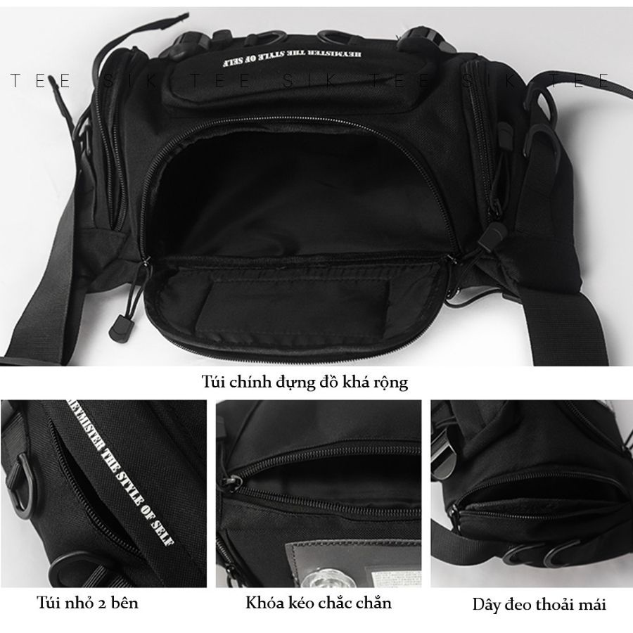 Túi đeo chéo nam nữ cao cấp TEE SIK túi bao tử đeo hông BumBag chống nước nhiều ngăn chất liệu Canvas thời trang TS02