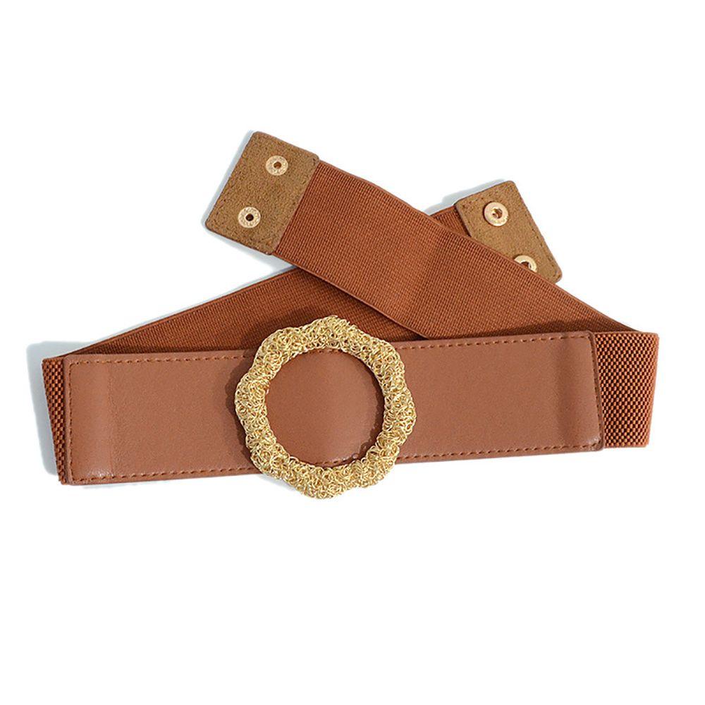 Thắt Lưng Vải Canvas Phối Hoa Bằng Da PU Màu Ngà Phong Cách Hàn Quốc Sang Trọng