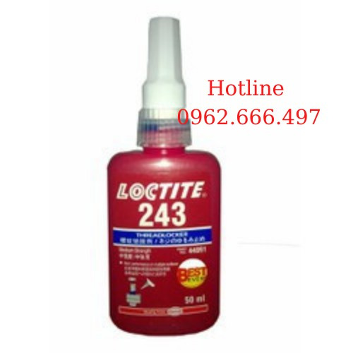 Keo khóa ren Loctite 243, khóa bulong, đai ốc tác dụng tốt cho tất cả các loại ren kim loại, chai 50ml