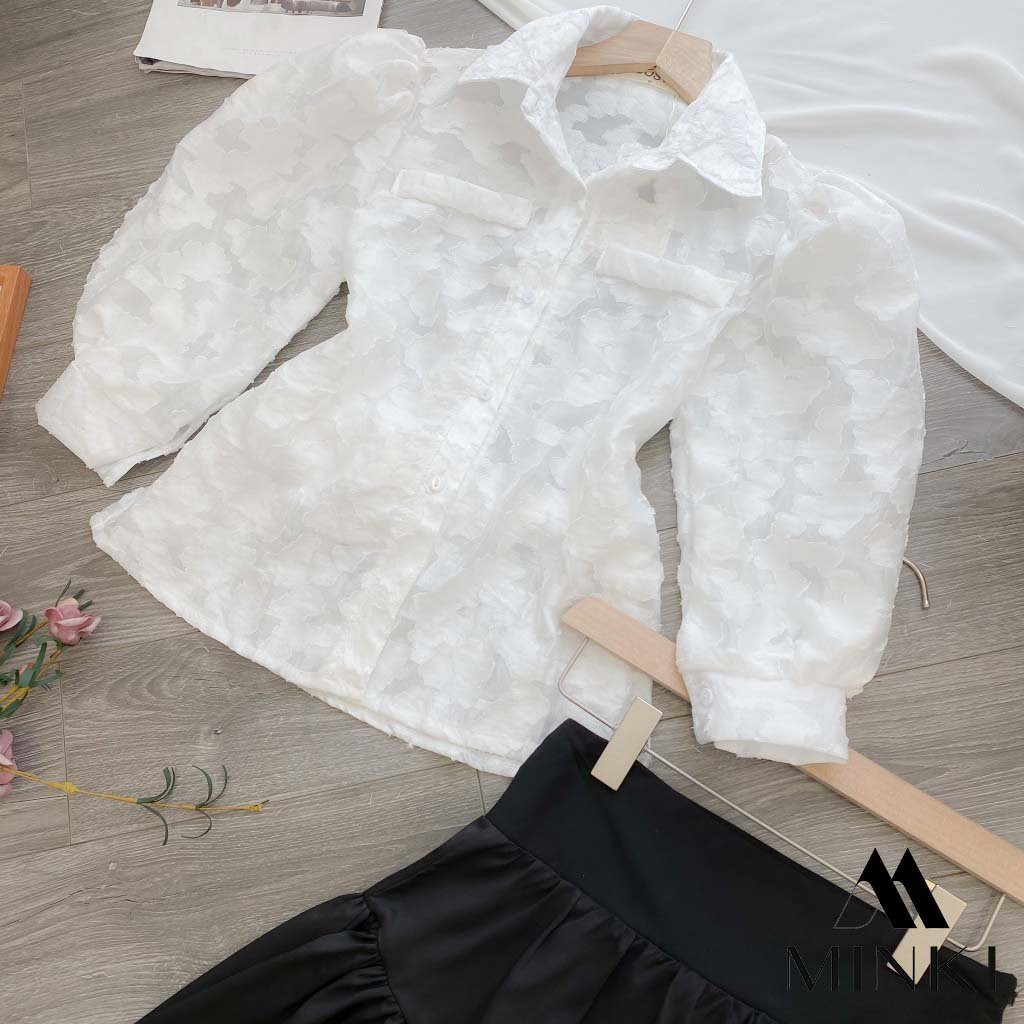 SET SƠ MI REN NƠ LƯNG + CHÂN VÁY ĐEN - CHẤT LIỆU REN VÂN NỔI CAO CẤP - [HÀNG THIẾT KẾ] | BigBuy360 - bigbuy360.vn