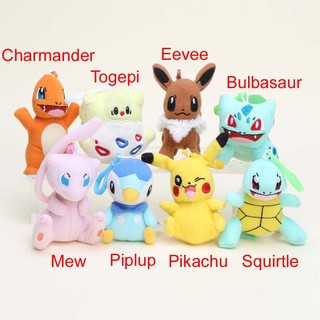 8-10cm Pokemon Sang Trọng Mặt Dây Chuyền Móc Khóa Pikachu Bulbasaur Charmander Piplup Squirtle Eevee Mew Togepi Đồ Chơi Búp Bê