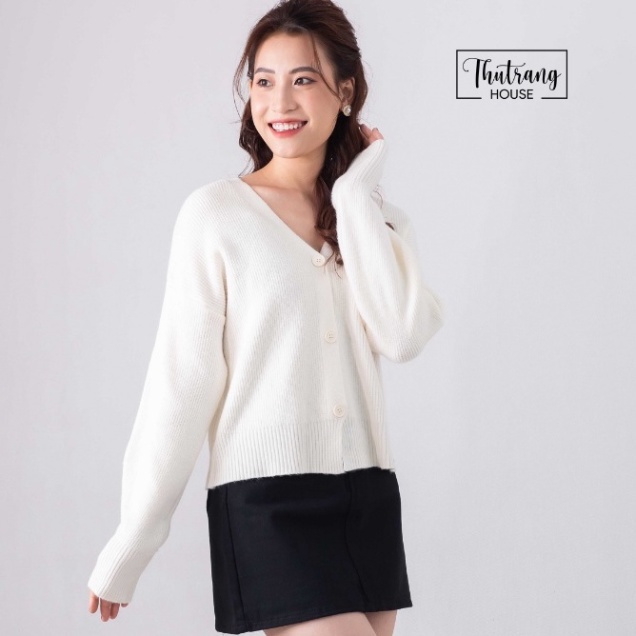 Áo khoác len cardigan 2021, áo cardigan len nữ màu trắng đen hồng thời trang thu đông hàn quốc - Hàng mới về