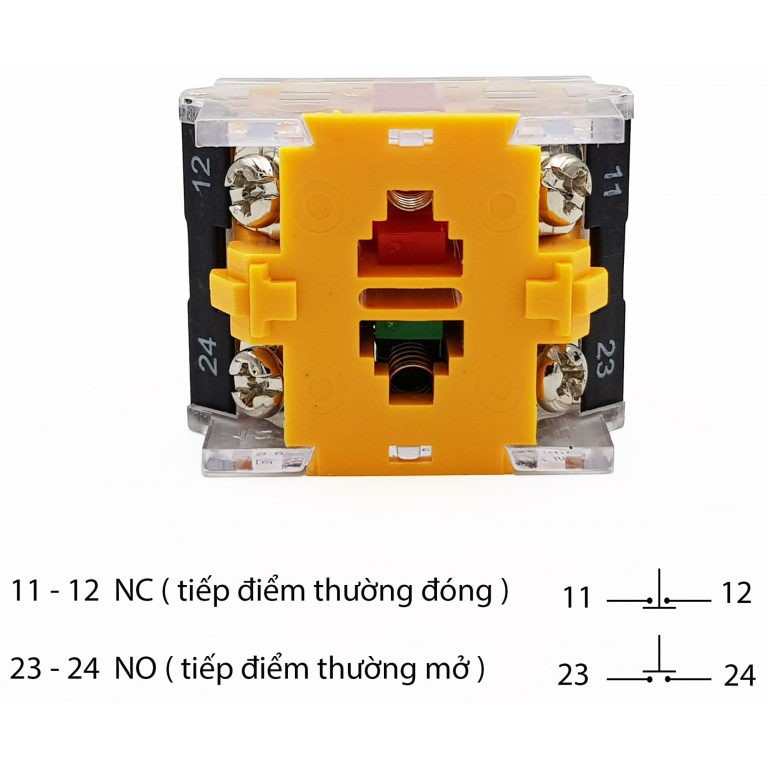 Nút nhấn nhả 2 tiếp điểm LA38-11BN 22mm màu đỏ - Xanh lá