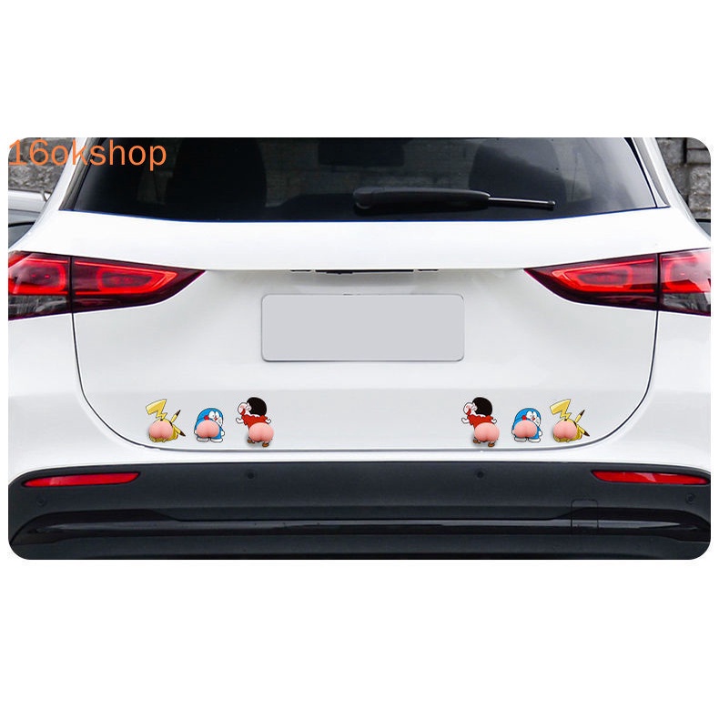 1 Cặp Đề Can Silicon Họa Tiết Hoạt Hình 3D Sáng Tạo Chống Va Chạm Trang Trí Xe Hơi / Xe Máy