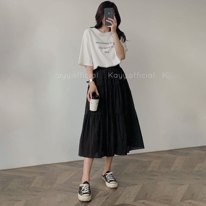 chân váy dài ulzzang, chân váy 2 lớp 3 tầng, lưới tutu 1hitshop pikatchu