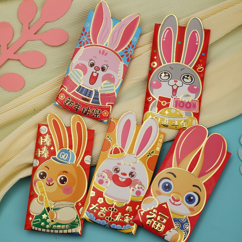 Set 6 Bao Lì Xì Hình Thỏ May Mắn Cho Năm Mới 2023