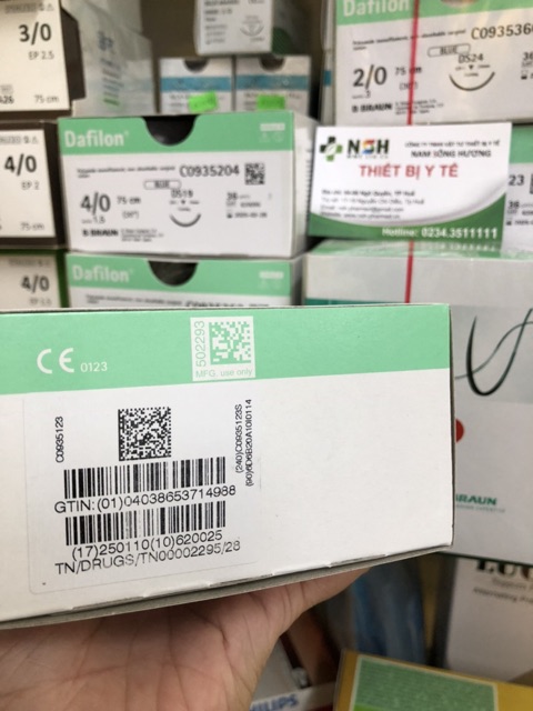 ❤Chỉ phẫu thuật không tiêu không tan thẩm mỹ DAFILON,chỉ phẫu thuật nylon nhấn mí Dafilon 3/0,4/0,5/0 6/0 Braun B.Braun