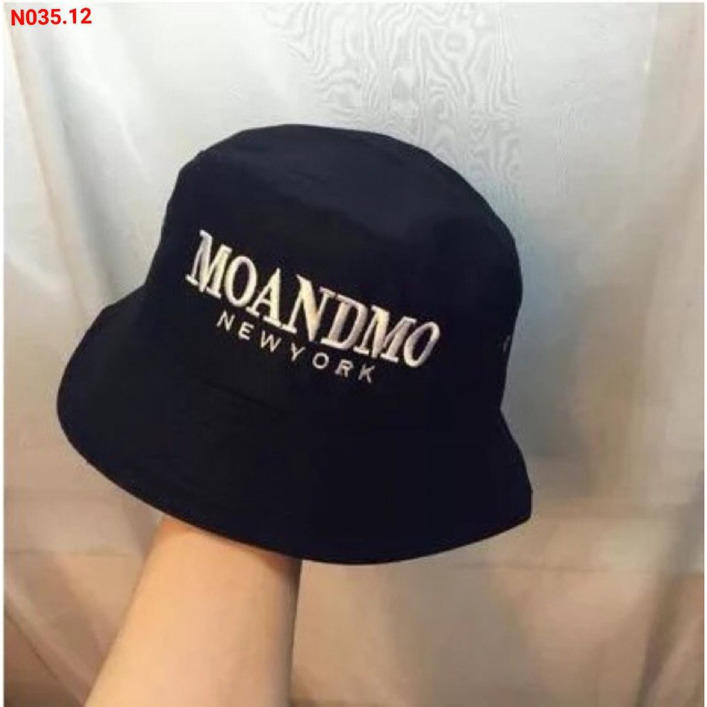 Nón tai bèo nam nữ, Mũ vành người lớn chất vải dầy màu đen thêu chữ trắng unisex