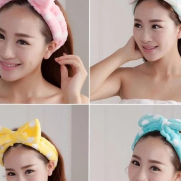 Băng đô nơ vải nhung 3D rửa mặt mềm mịn, bờm tóc turban rửa mặt siêu mềm mịn, ôm sát, không gây đau đầu