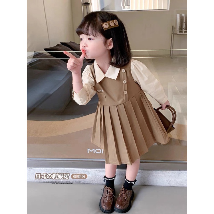 Váy nâu cổ kem haohaokid bé gái