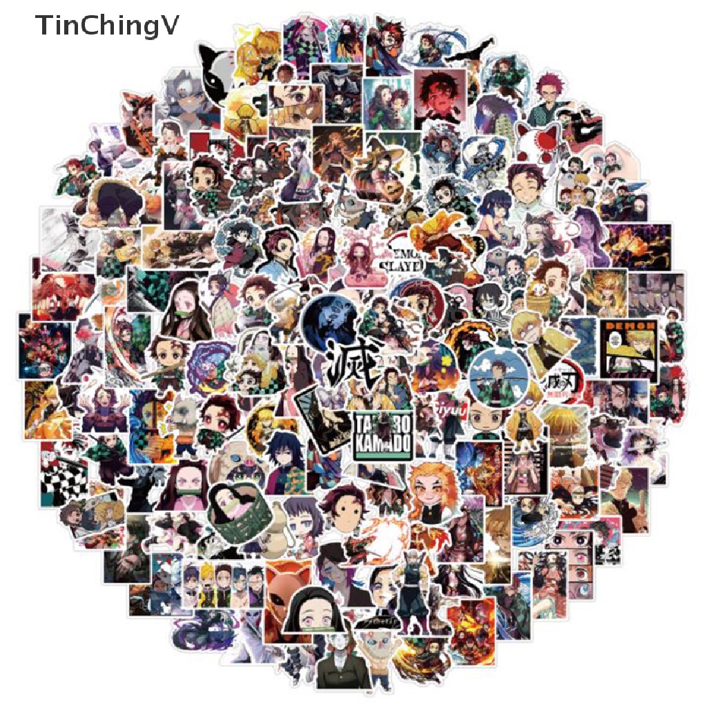 Bộ 200 Sticker Hoạt Hình Demon Slayer Bằng PVC Trang Trí Ván Trượt / Laptop / Guitar DIY