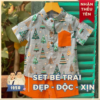 Bộ bé trai chất xịn, kiểu dáng đẹp. Thêu tên riêng lên lên set bé trai.1950 by Đức Hạnh