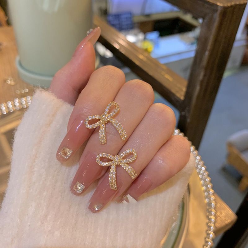 Bông tai bạc S925 - Hoa tai bạc Ý thắt nơ nhỏ đính đá dễ thương, sang trọng ZaZa accessories