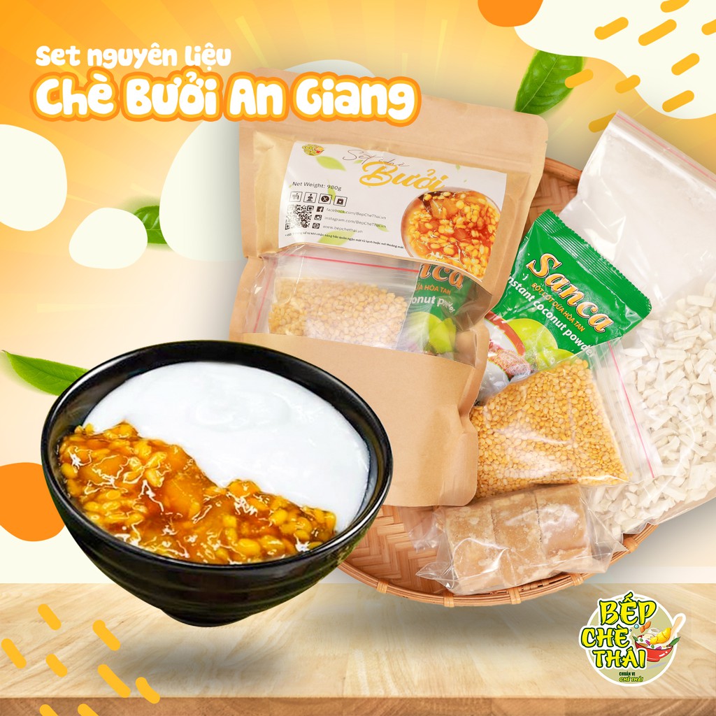 Set chè bưởi đậu xanh siêu cùi An Giang (Set 45 Chén) tặng kèm công thức nấu - BẾP CHÈ THÁI