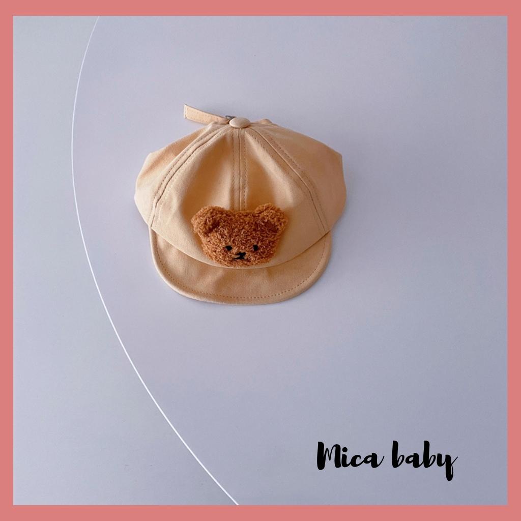 Mũ lưỡi trai mềm đính gấu bông xù dễ thương cho bé MH116 Mica Baby