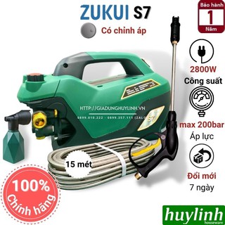 Máy xịt rửa xe chỉnh áp Zukui S7 - 2800W - Dây 15 mét [Mẫu mới năm 2020]