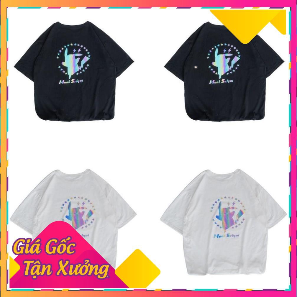 - Áo Thun Phản Quang Pikachu Ngôi Sao form rộng unisex tay lỡ chất Cotton freesize cho nam và nữ- PQ34 .