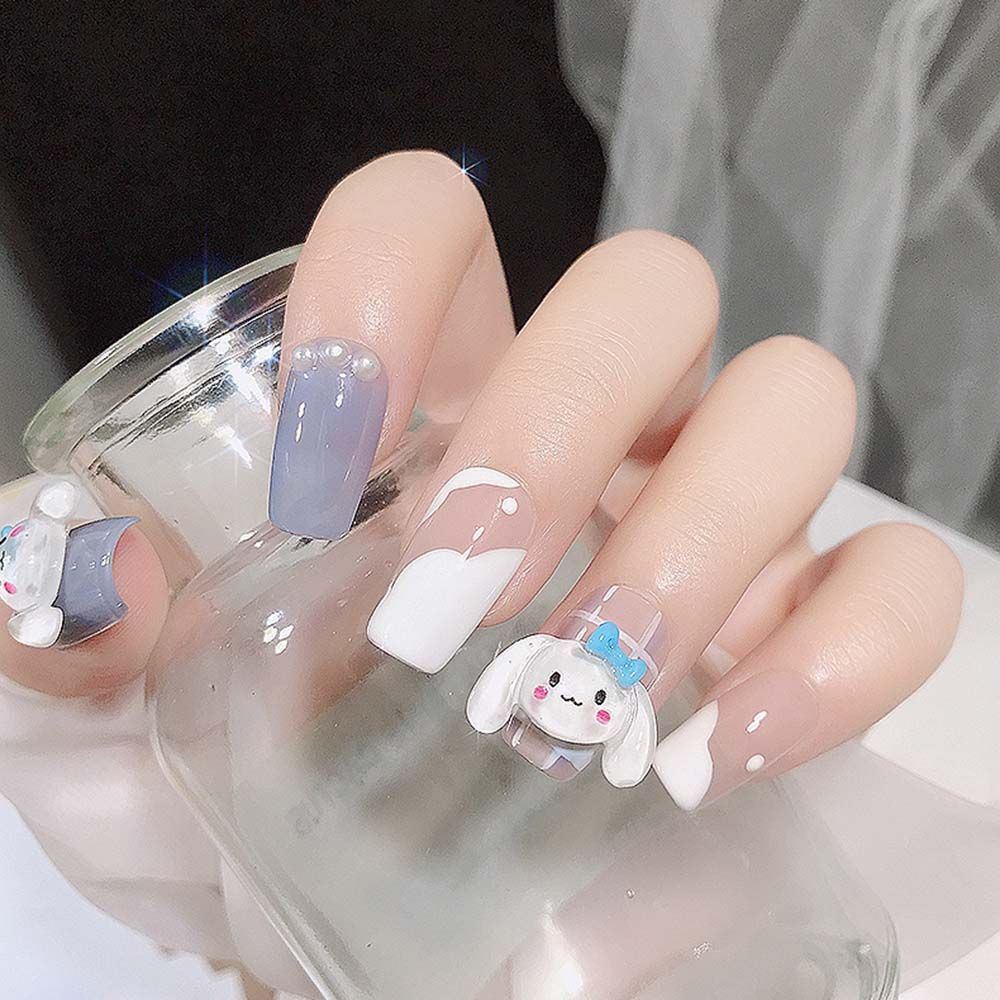 [Hàng mới về] 10 Phụ kiện trang trí móng tay hình chú cún tai to bằng nhựa resin trong suốt nhiều màu diy