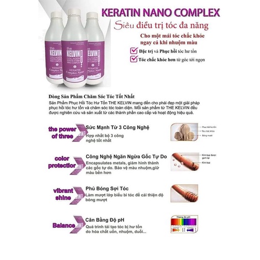 Keratin Nguyên Chất Siêu Phục Hồi Tóc Hư Tổn KelVin 800ml,Thực Hiện Hóa Chất Hiệu Quả Ngay Trên Nền Tóc Nát