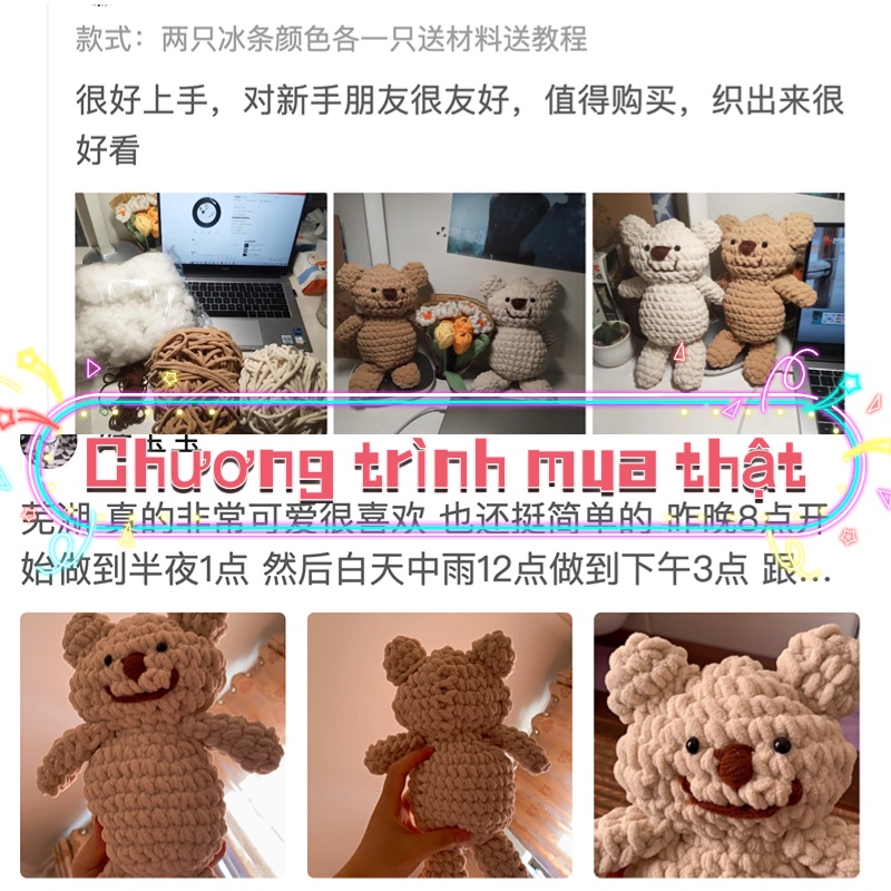 [diy] Cuộn Len Dệt Tay Gấu Bông Búp Bê