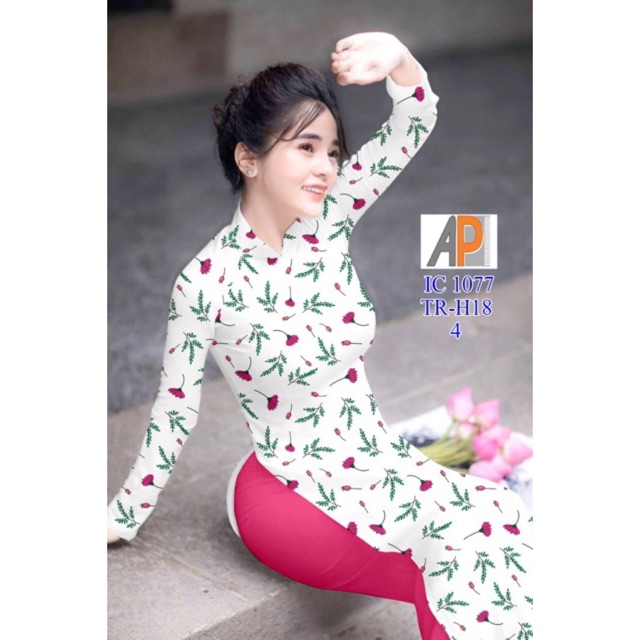 Vải áo dài hoa đơn giản