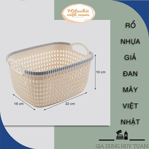 Rổ Nhựa Giả Đan Mây Có Quai Cầm Cỡ Nhỏ Việt Nhật, Giỏ Đựng Đồ Nhà Bếp Văn Phòng Tiện Dụng Tránh Thất Lạc Vật Dụng Nhỏ