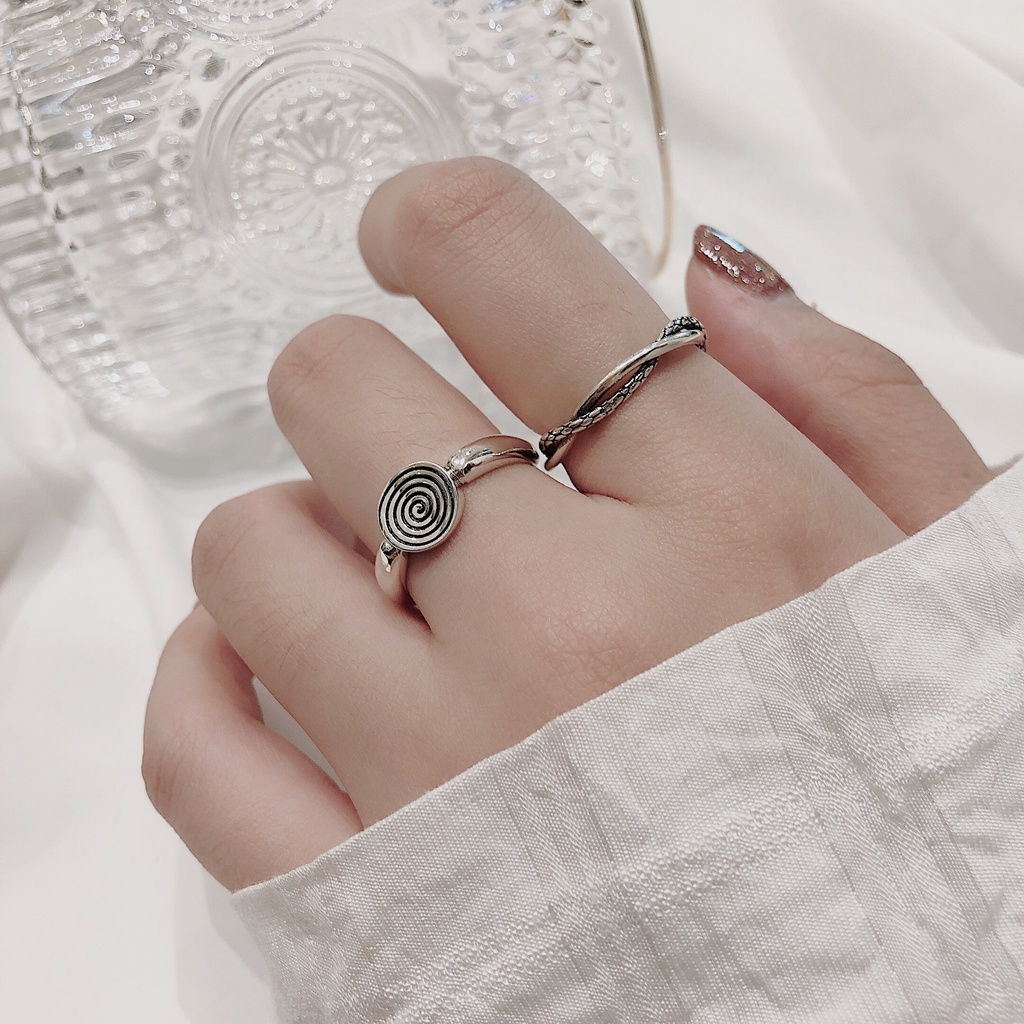 Nhẫn bạc S925_ Nhẫn dây xoắn họa tiết vẩy cá
