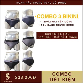 [Combo 3] Quần lót bikini cotton co giãn Seahorse Underwear