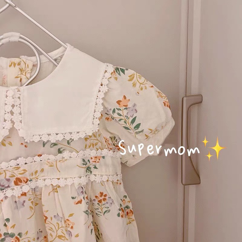 [10-25kg] Váy Bé Gái Tay Bồng Họa Tiết Hoa