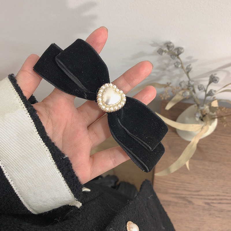 Phụ kiện kẹp tóc nơ nhung đen hàn quốc