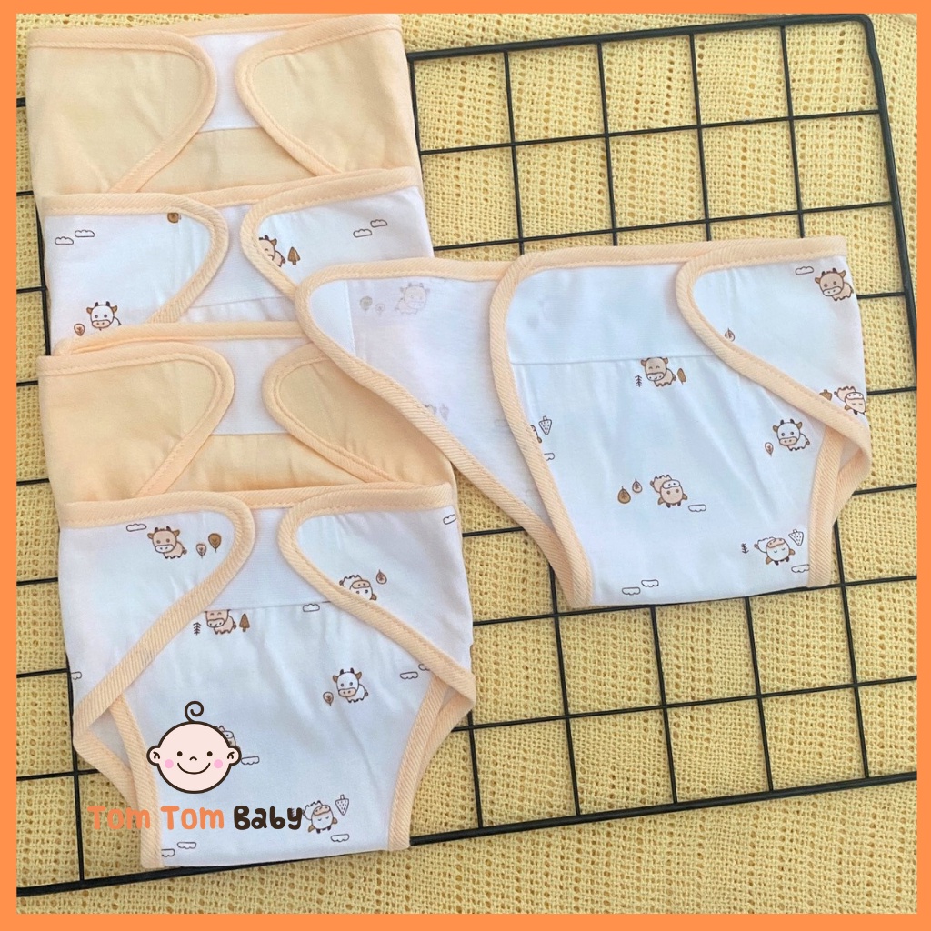 Set 5 tã vải sơ sinh cotton Sweetie | Size 1,2,3 cho bé sơ sinh - 9kg | Miếng dán bo viền, chất vải mềm mịn