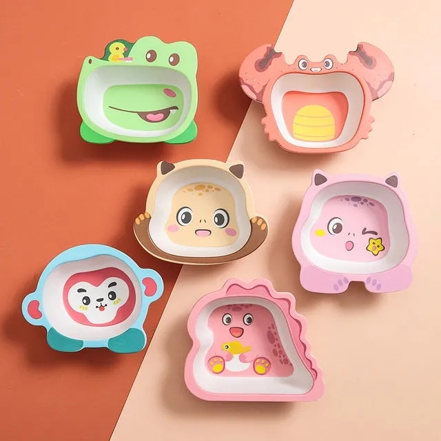 Phim Hoạt Hình ​​Bộ 2 Món Chén Đĩa Ăn Bằng Sợi Tre Cho Bé