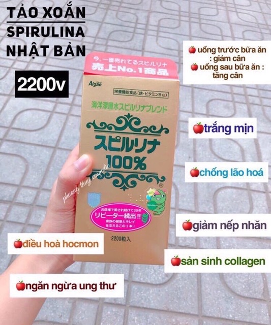 [ Date 2023 ] Tảo Xoắn Hộp Tem Đỏ Spiruline 2200 viên