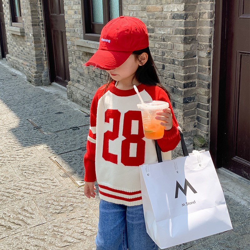 Áo len dài tay số 28 viền sọc thời trang cho bé A859 [FORM NHỎ 0.5 SIZE]