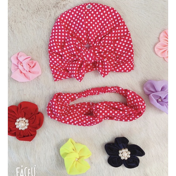 Set turban nơ cho mẹ và bé