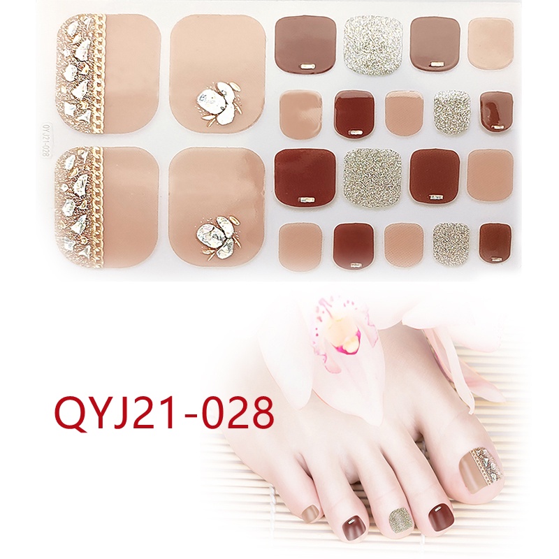 [Hàng mới về] Set 22 miếng dán móng chân mẫu Qyj21-021 - 040 3d độc đáo trang trí thủ công
