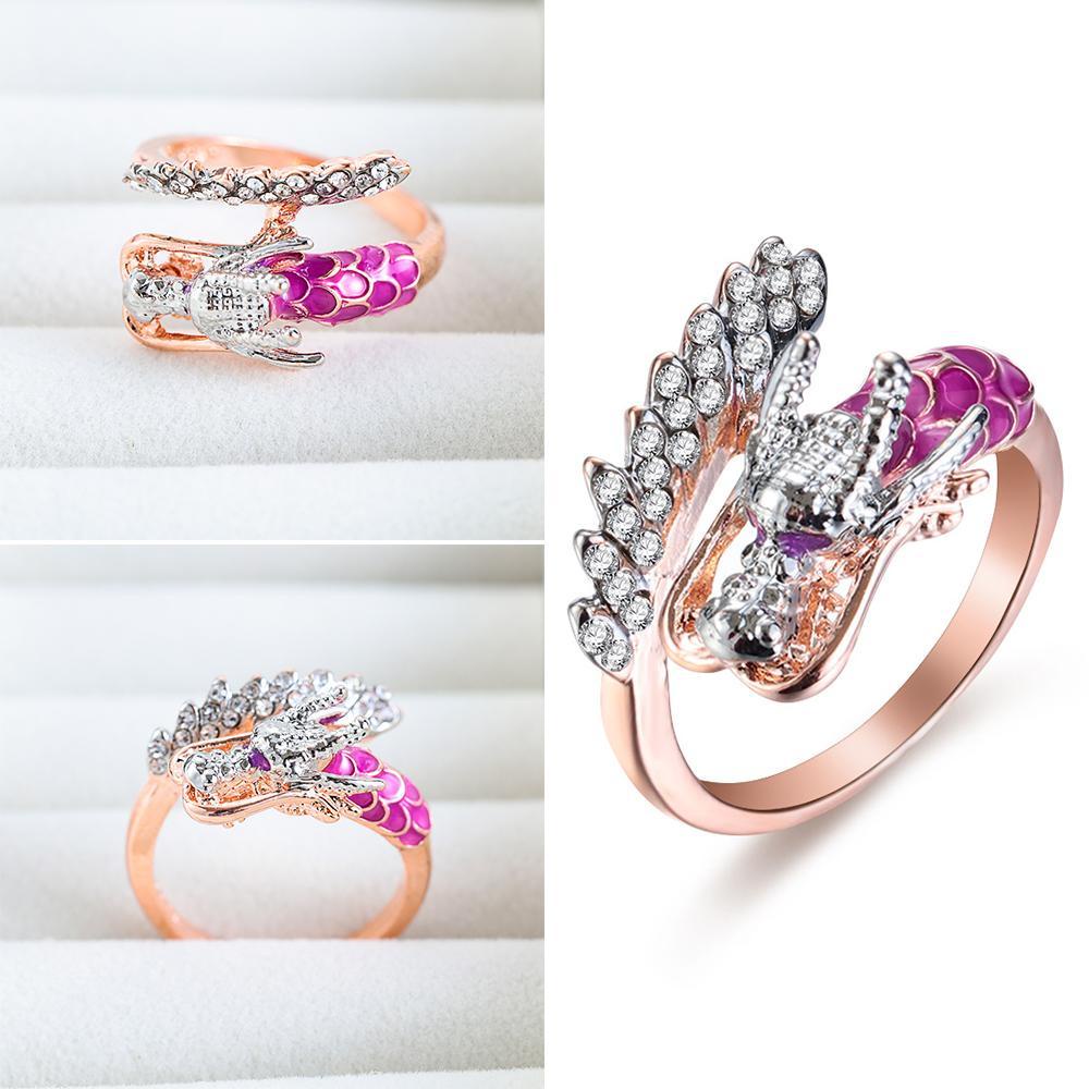 Nhẫn Hình Rồng Thời Trang|Đầm Boho|Nhẫn Đính Đá Zircon Sang Trọng