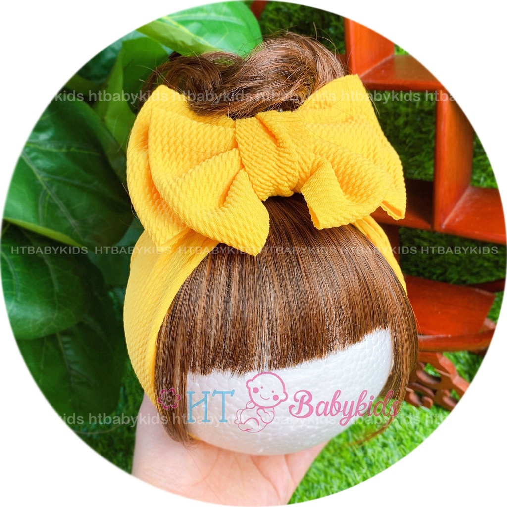 Turban Băng Đô Tóc Giả Xoăn 1 Búi Chỏm Cho Bé Gái