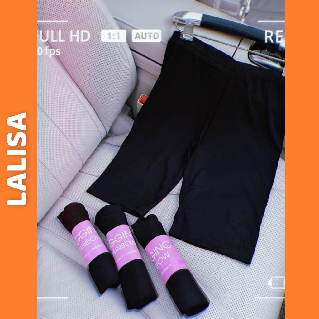 Quần legging nữ LALISA nâng mông lưng cạp cao vải thun dày dặn đùi ngố lửng ôm body bó mặc nhà tập gym yoga QD007