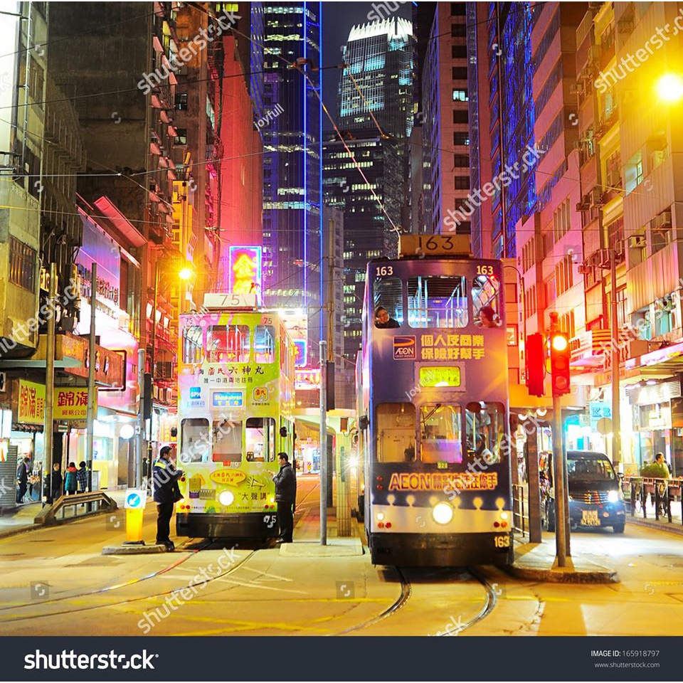 Tranh dán tường Trang Trí Cửa Hàng cao cấp đường phố hongkong - China-Trung Quốc chống nước, không phai