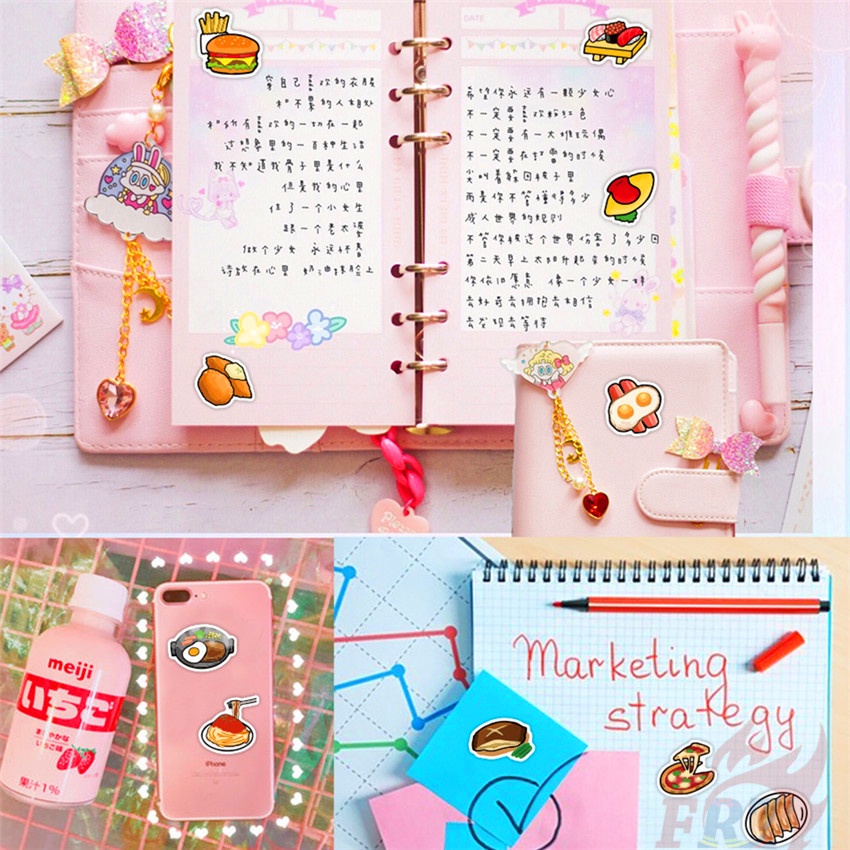 Bộ 40 Miếng Dán Trang Trí Sổ Tay Diy Hình Thức Ăn Dễ Thương