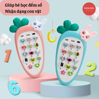 🍃🌼 Điện Thoại Cà Rốt Củ Cải Thông Minh Phát Triển IQ,EQ Phát Nhạc Cho Bé-Tặng kèm pin và dây đeo